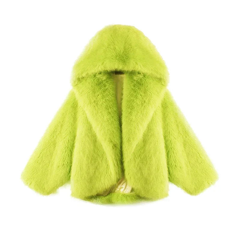 Villa Blvd Fluffy Fur Hooded Coat ☛ Multiple Colors Available ☚