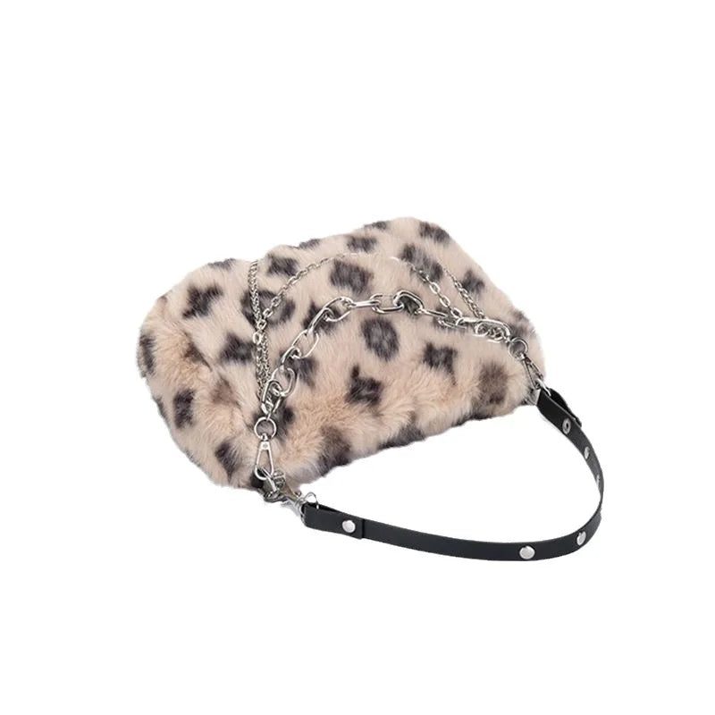 Villa Blvd Furry Feline Chain Decor Handbag ☛ Multiple Colors Available ☚