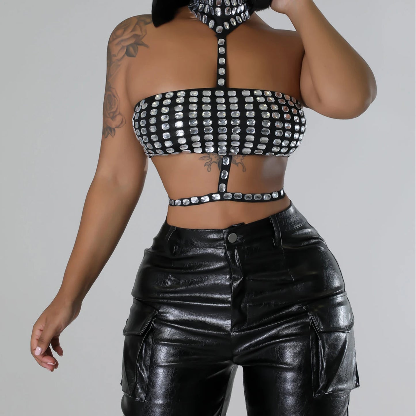 Villa Blvd Vintage Rhinestone Halter Tank Top