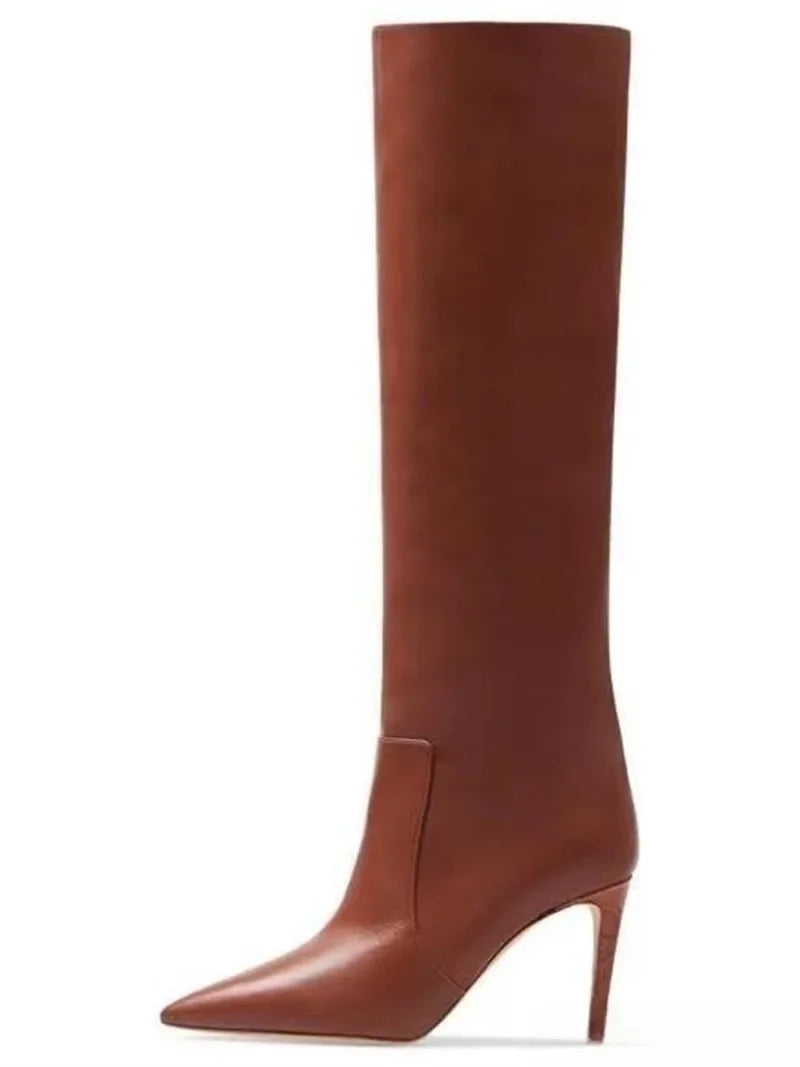 Villa Blvd Leather Pointed Stiletto Boots ☛ Multiple Colors Available ☚
