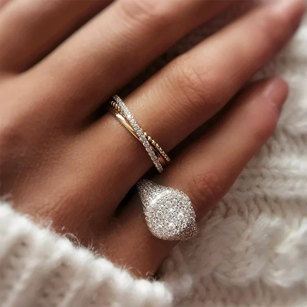 Villa Blvd Round Dome Pave Moissanite Signet Ring
