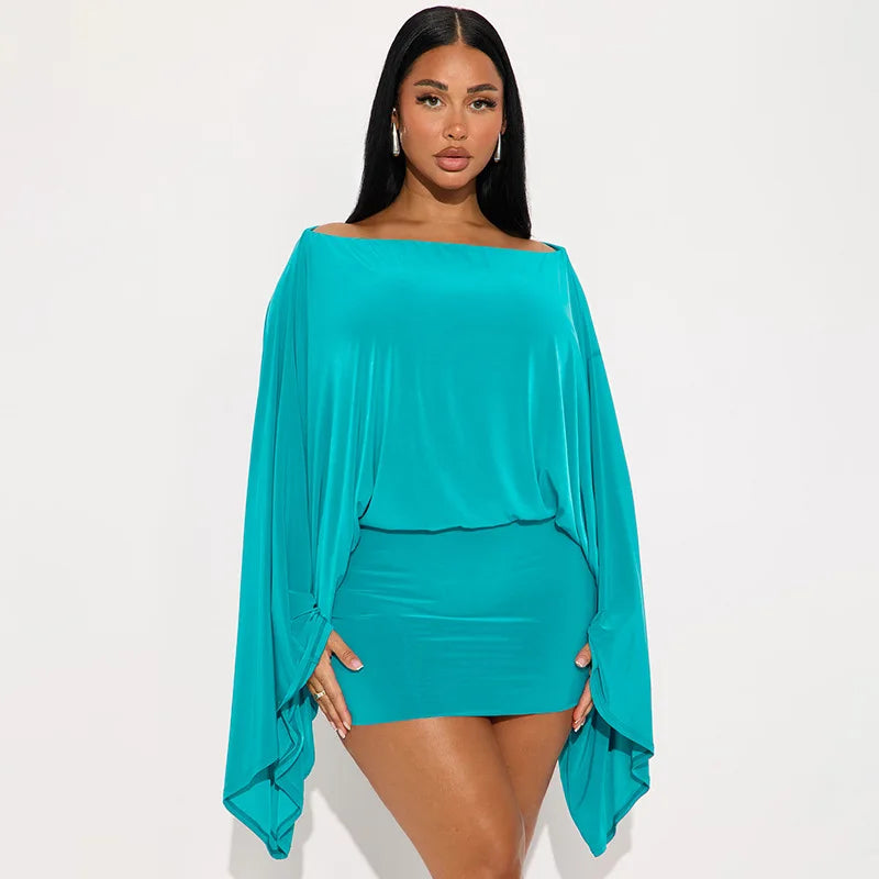 Villa Blvd Off-Shoulder Flare Top + Mini Skirts Sets ☛ Multiple Colors Available ☚