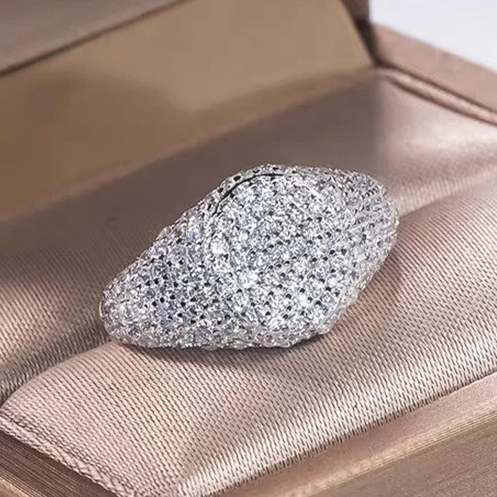 Villa Blvd Round Dome Pave Moissanite Signet Ring
