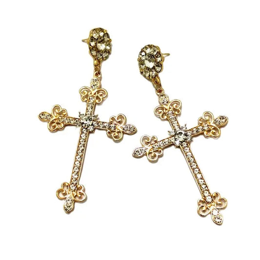 Villa Blvd Classic Metal Cross Drop Earrings