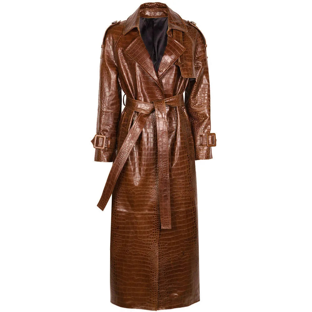 Villa Blvd Leather Serpentine Trench Coat ☛ Multiple Colors Available ☚