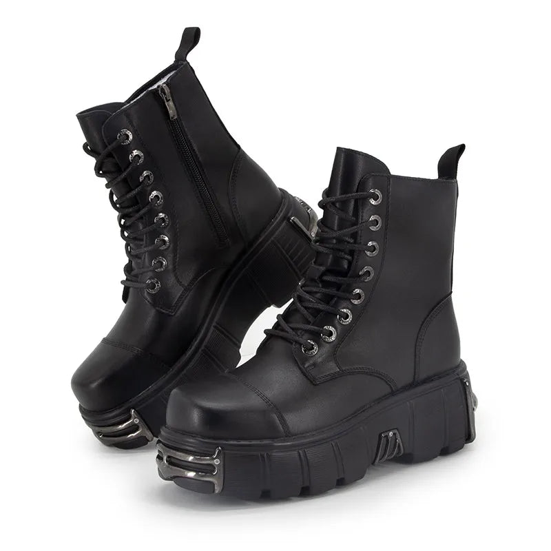 Villa Blvd Vintage Metal Combat Boots