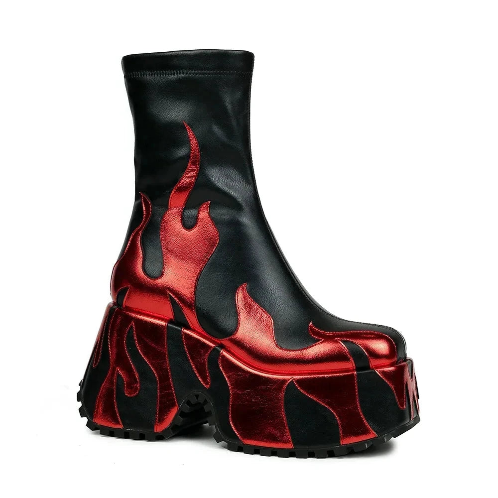 Villa Blvd Flame Platform Boots ☛ Multiple Colors Available ☚