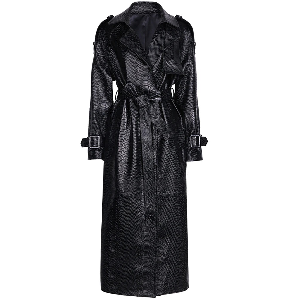 Villa Blvd Leather Serpentine Trench Coat ☛ Multiple Colors Available ☚