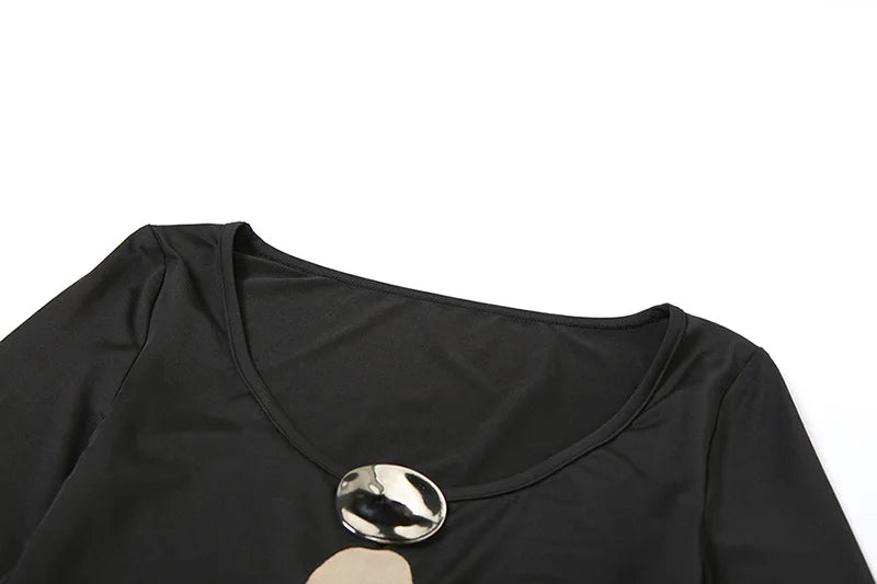 Villa Blvd Mesh V-neck Maxi Dress