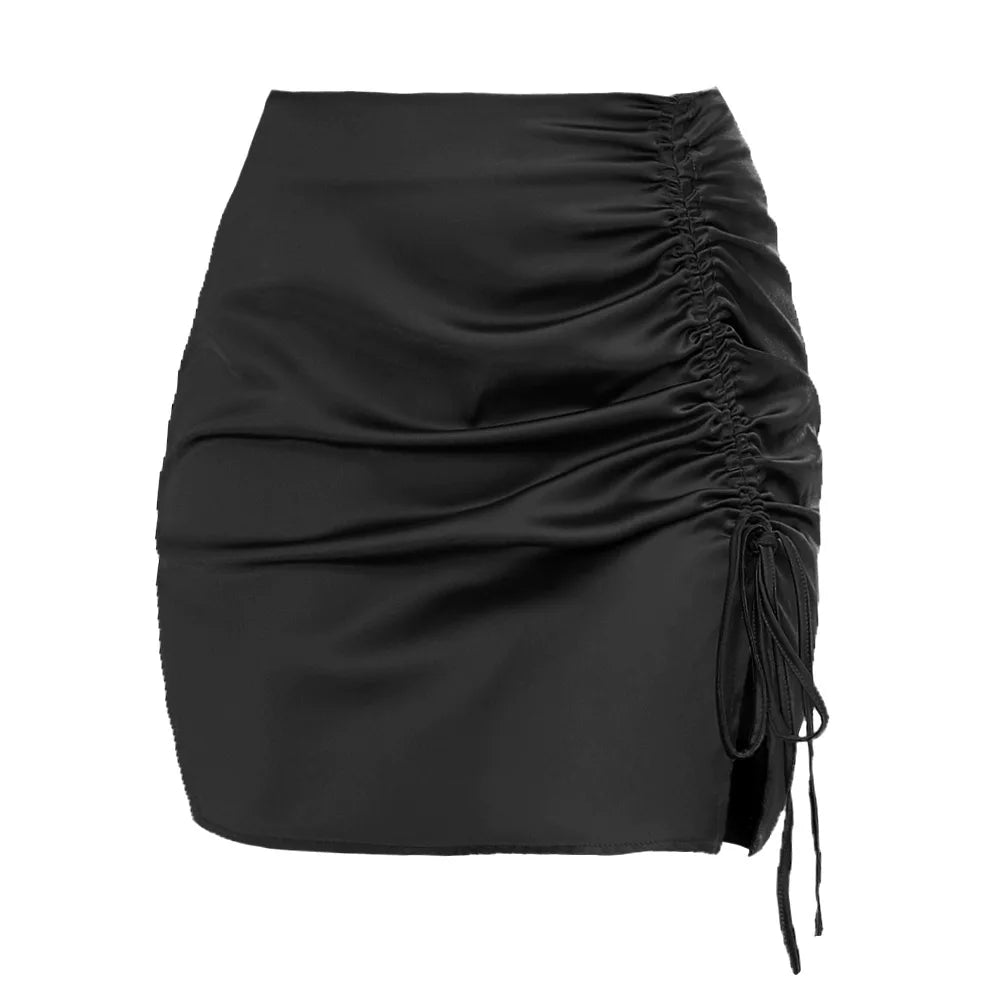 Villa Blvd Satin Ruched Skirt ☛ Multiple Colors Available ☚