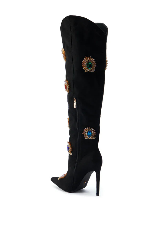 Villa Blvd Vintage Crystal Knee-High Boots