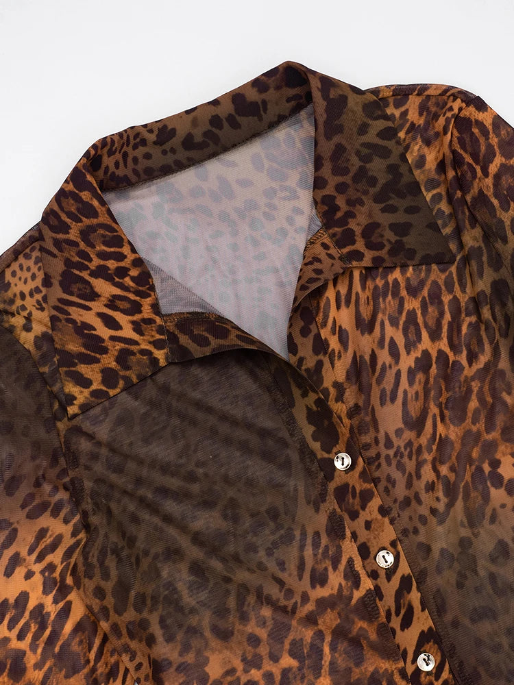 Villa Blvd Retro Leopard Blouse + Pants Set