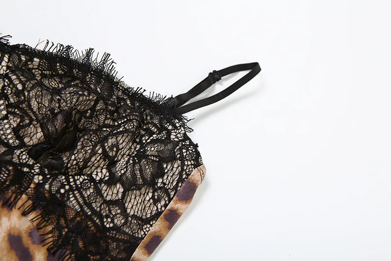 Villa Blvd Lace Leopard Mini Dress