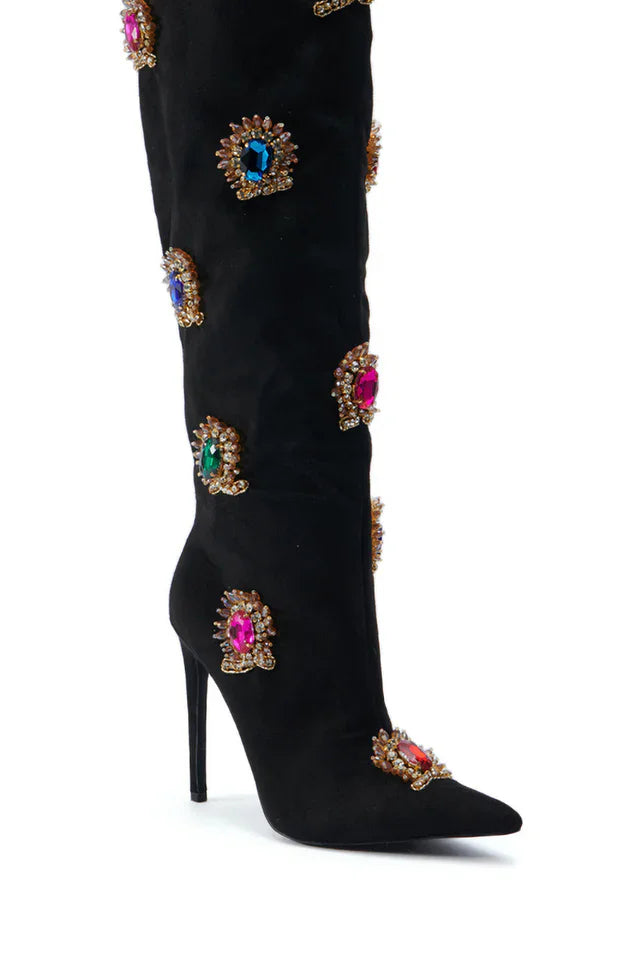 Villa Blvd Vintage Crystal Knee-High Boots