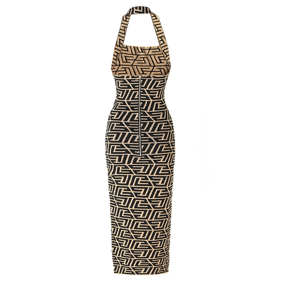 Villa Blvd Vintage Geometrical Knitted Dress