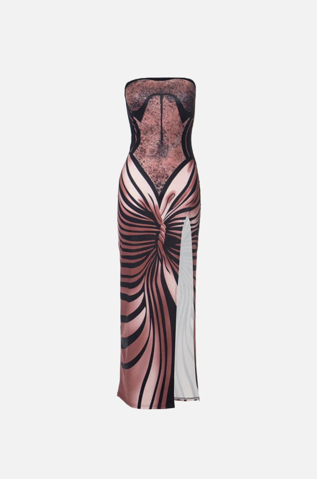 Villa Blvd Abstract Strapless Midi Dress