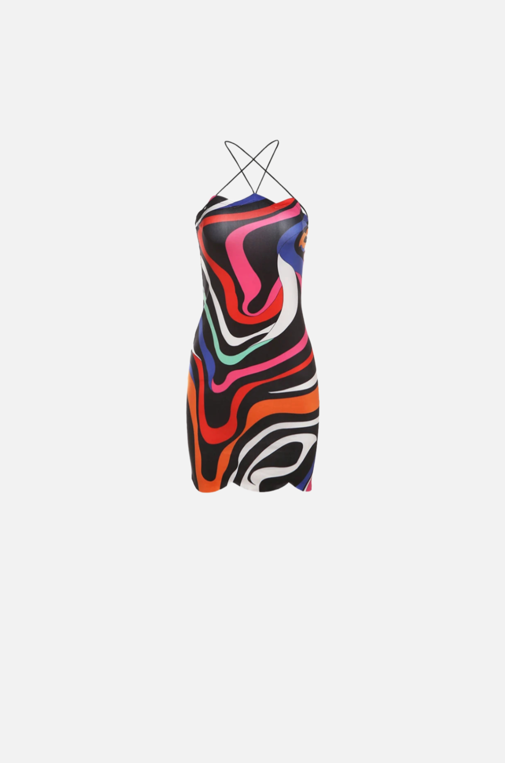 Villa Blvd Wavy Halter Bodycon Dress