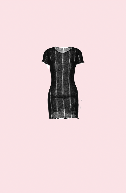 Villa Blvd Knitted Hollow Mesh Dress