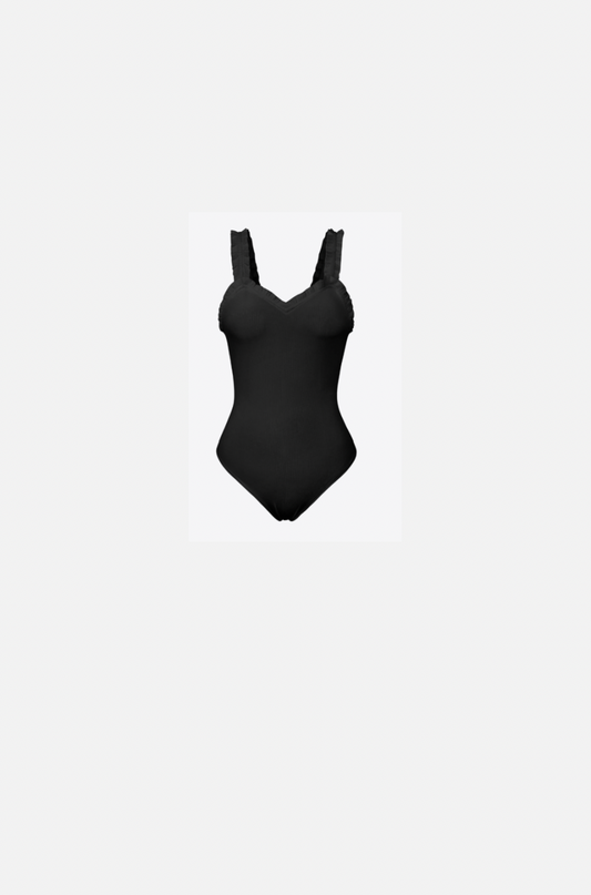 Villa Blvd Ribbed Ruffle Trim Bodysuit ☛ Multiple Colors Available ☚