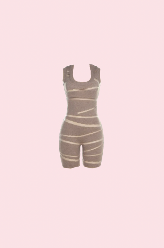 Villa Blvd Knit and Mesh Romper