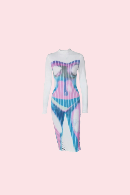 Villa Blvd 3D Print Bodycon Dress