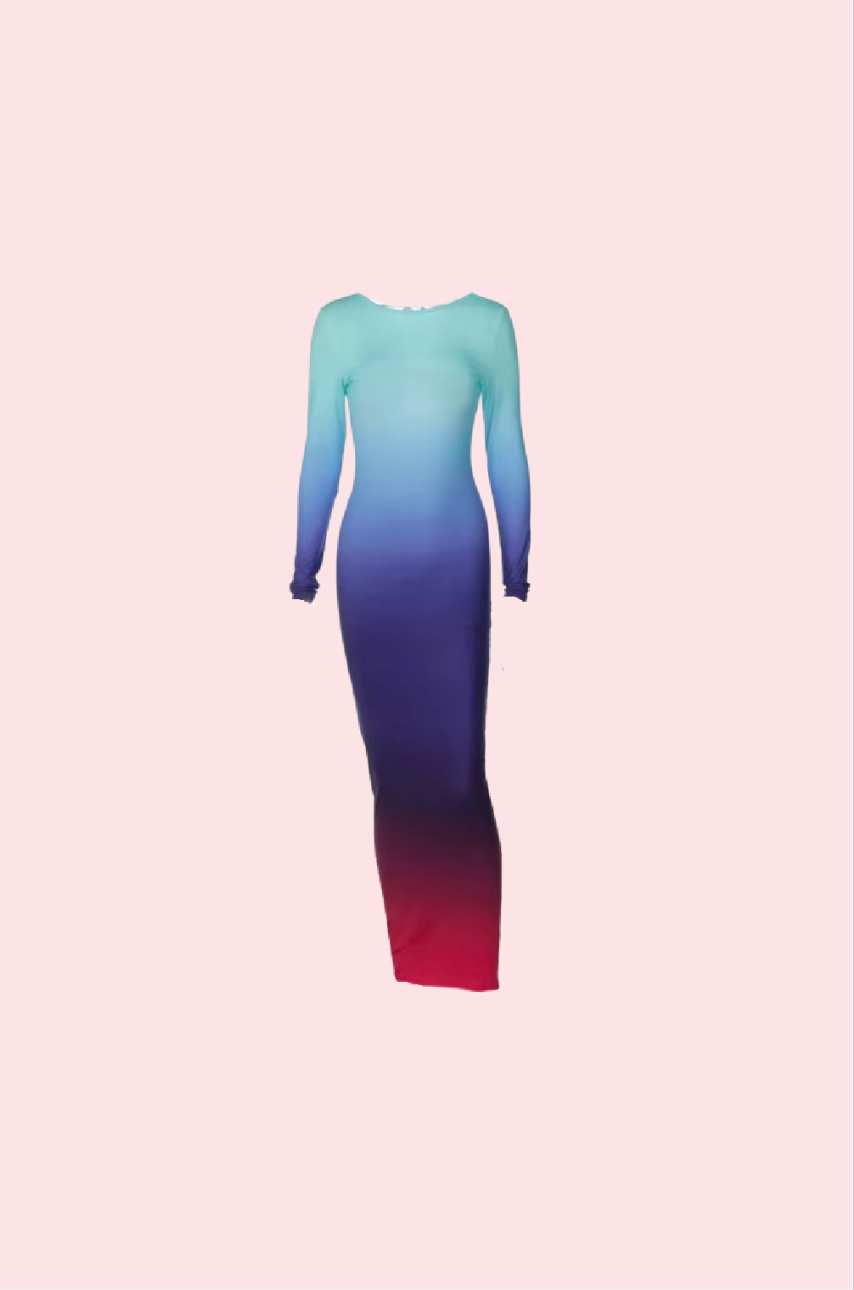 Villa Blvd Ombre Backless Maxi Dress