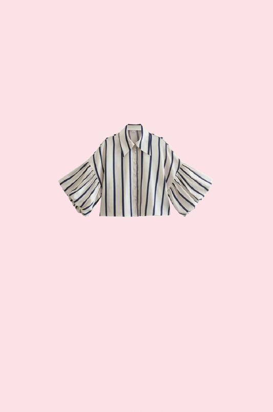 Villa Blvd Striped Button Blouse