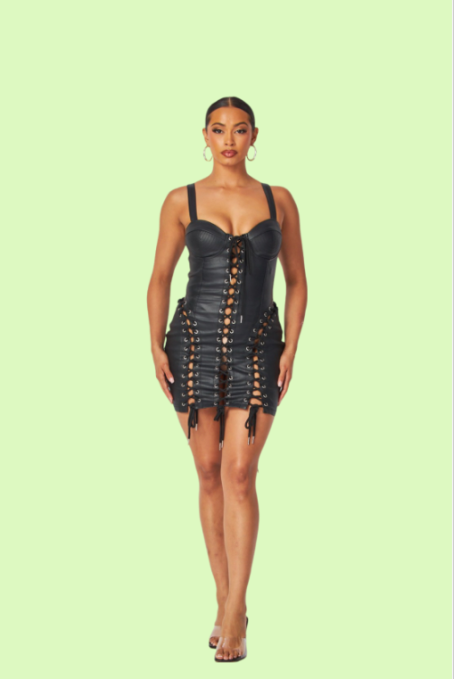 Villa Blvd ƎDEN Interwoven Captive Vegan Leather Dress  ☛ Multiple Colors Available ☚