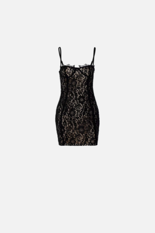 Villa Blvd Strap Lace Mini Dress