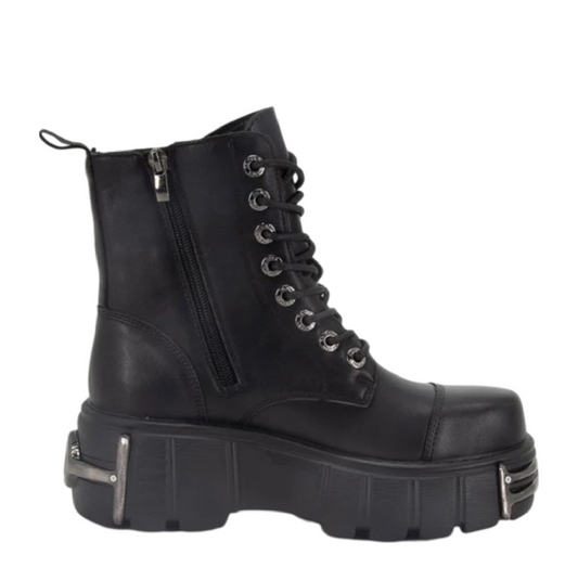 Villa Blvd Vintage Metal Combat Boots