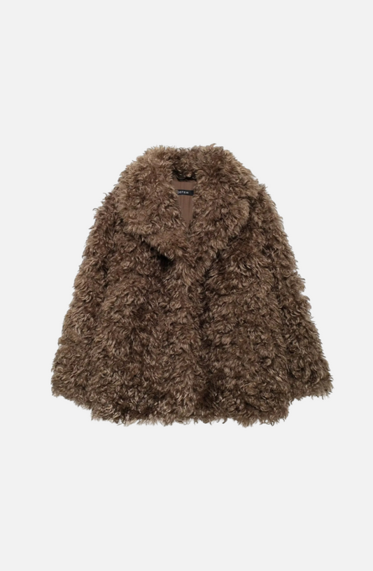 Villa Blvd Lamb Wool Faux Fur Lapel Coat