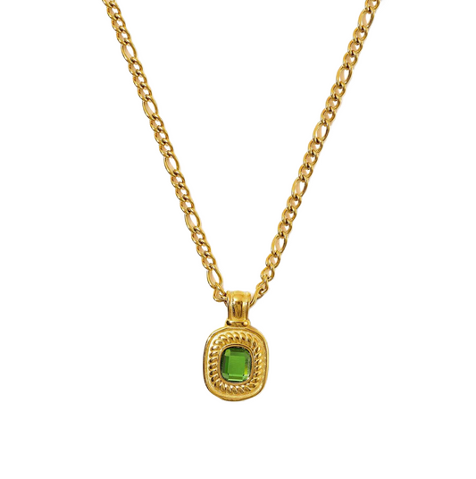 Villa Blvd 18K Gold Plated Jeweled Pendant Necklace ☛ Multiple Colors Available ☚
