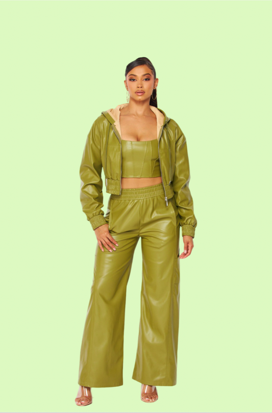 Villa Blvd ƎDEN Panelled Vegan Leather Set  ☛ Multiple Colors Available ☚