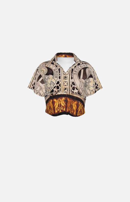 Villa Blvd Vintage Saint Cropped Shirt