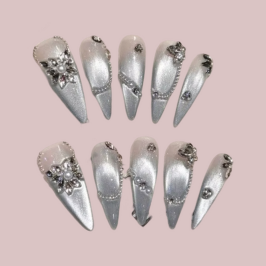 Villa Blvd Diamond Chrome Silver Cat-Eye Glow Set ☛ Multiple Sizes Available ☚