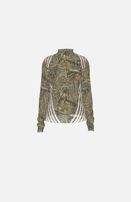 Villa Blvd Woodland Camo Striped Mesh Tee