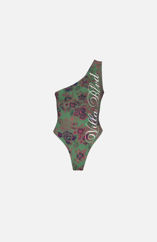 Villa Blvd Avenir Fleur Garden Brocade One-Shoulder Bodysuit