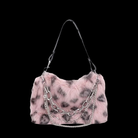 Villa Blvd Furry Feline Chain Decor Handbag ☛ Multiple Colors Available ☚