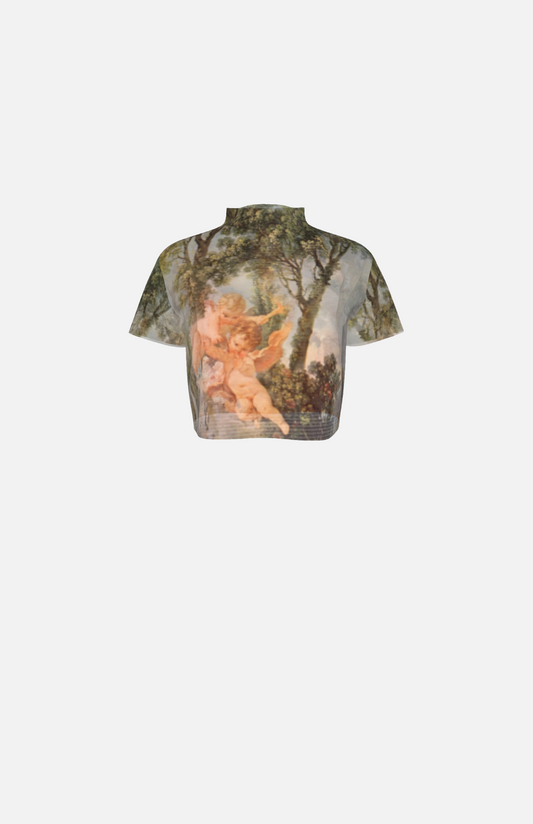 Villa Blvd Cupid's Garden Mesh Crop Top