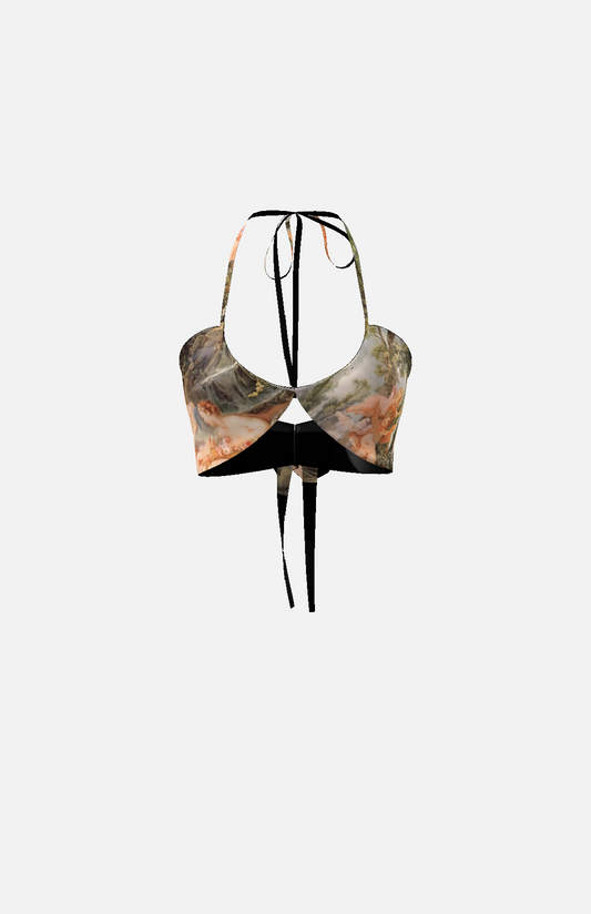 Villa Blvd Cupid's Garden Reversible Halter Crop Top