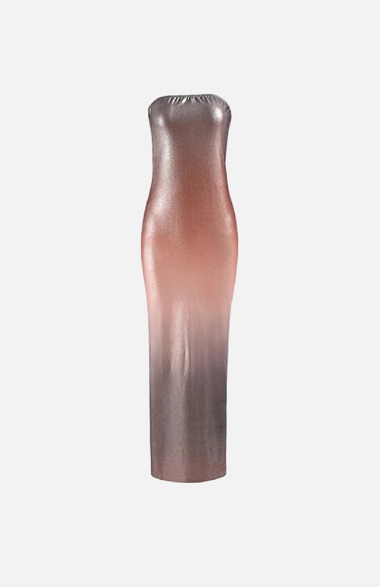 Villa Blvd Frosted Mocha Gradient Bandeau Dress