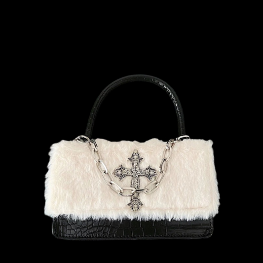 Villa Blvd Plush Cross Fur Handbag