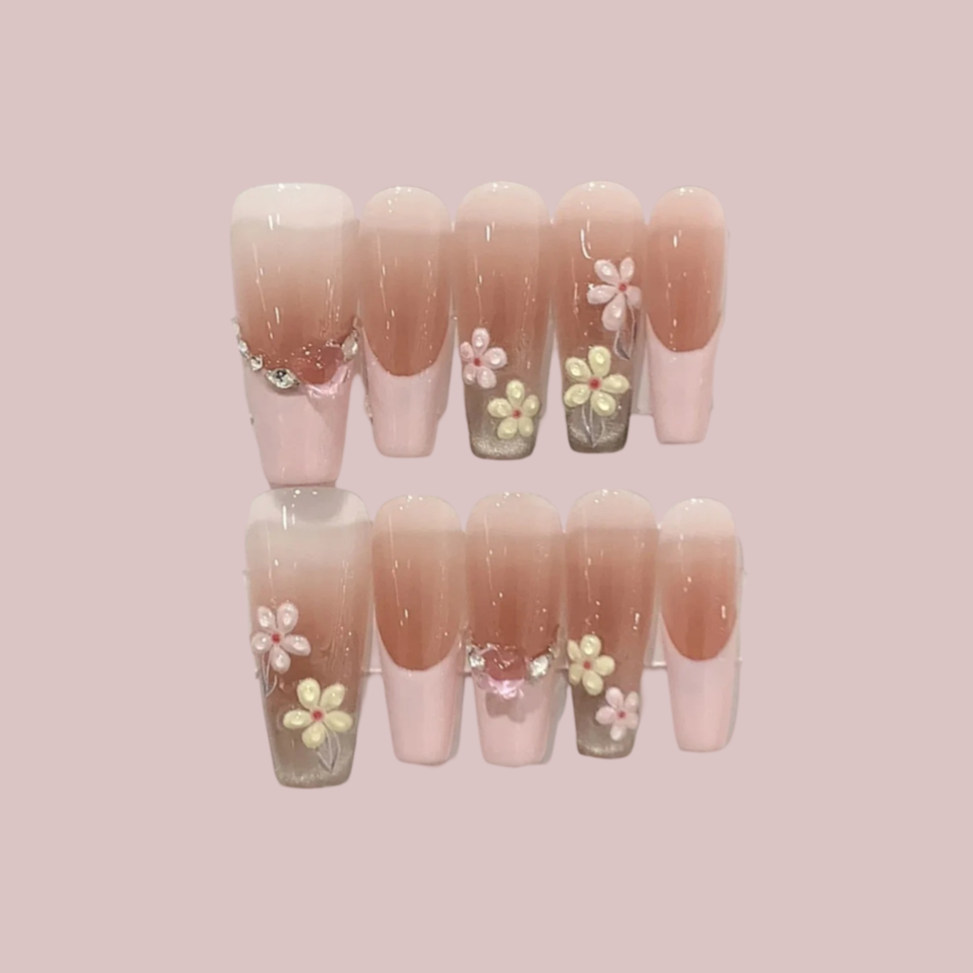 Villa Blvd Cherry Blossom French Tip Glow Set ☛ Multiple Sizes Available ☚