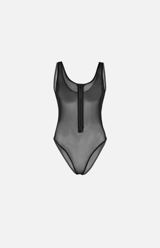 Villa Blvd Sheer Zipped Mesh Bodysuit