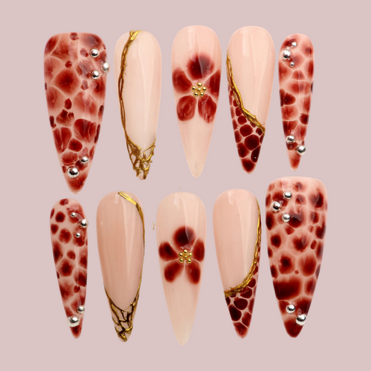 Villa Blvd Safari Pearl Flower Stiletto Luxe Set ☛ Multiple Sizes Available ☚