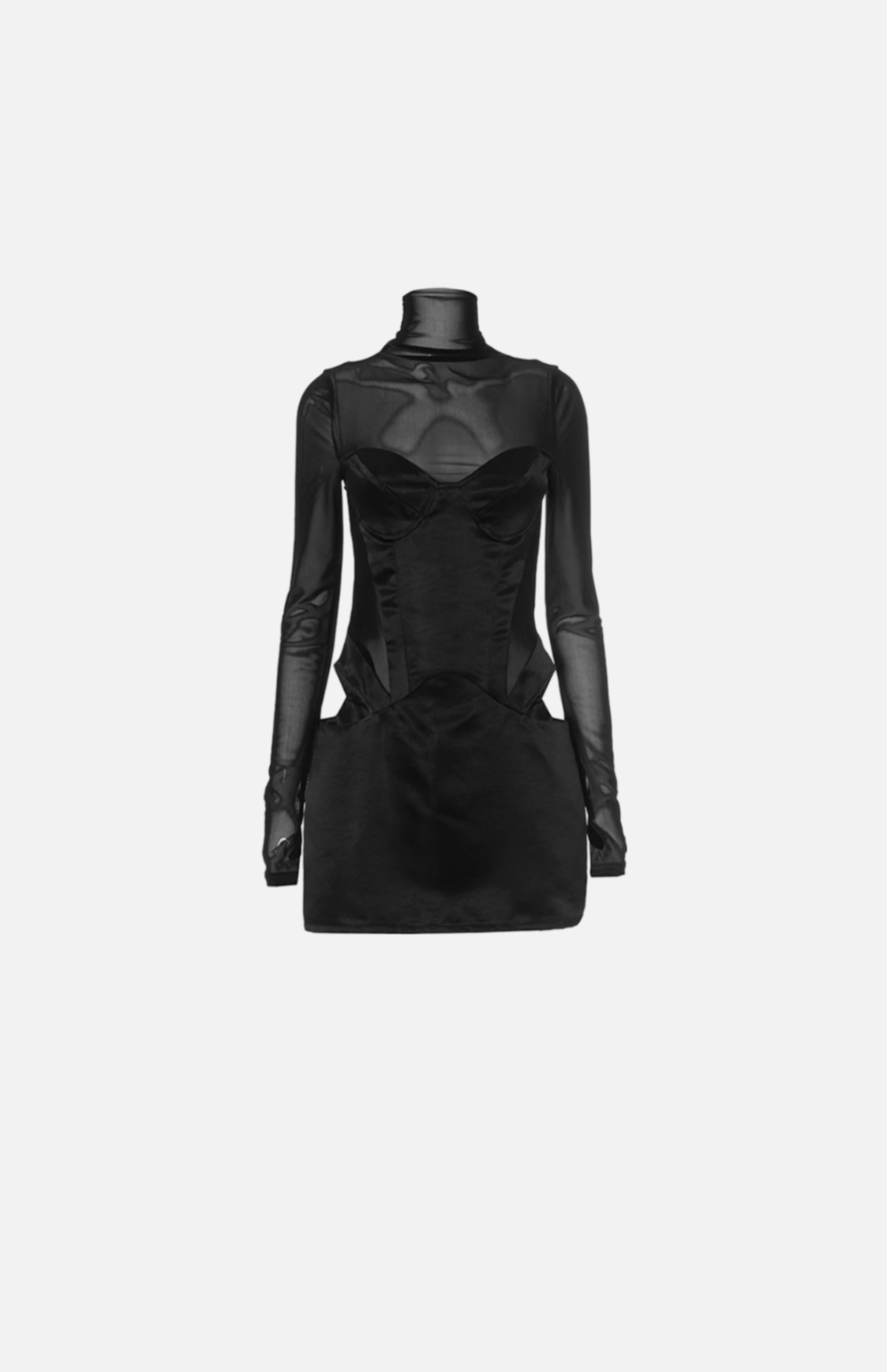Villa Blvd Hollow Mesh Spliced Mini Dress Black / L