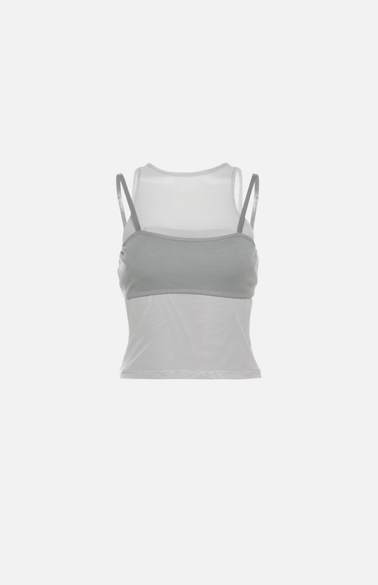 Villa Blvd Knit Camisole + Mesh Tank Set ☛ Multiple Colors Available ☚
