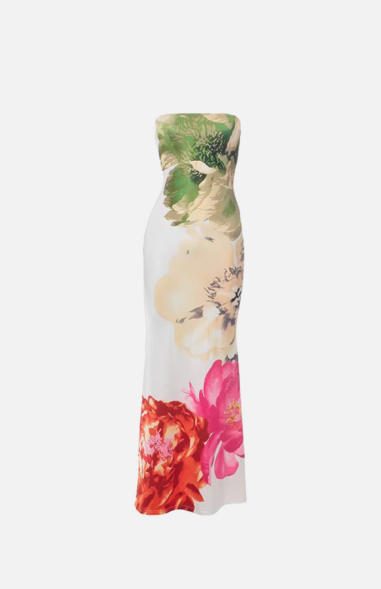 Villa Blvd Floral Maxi Bandeau Dress