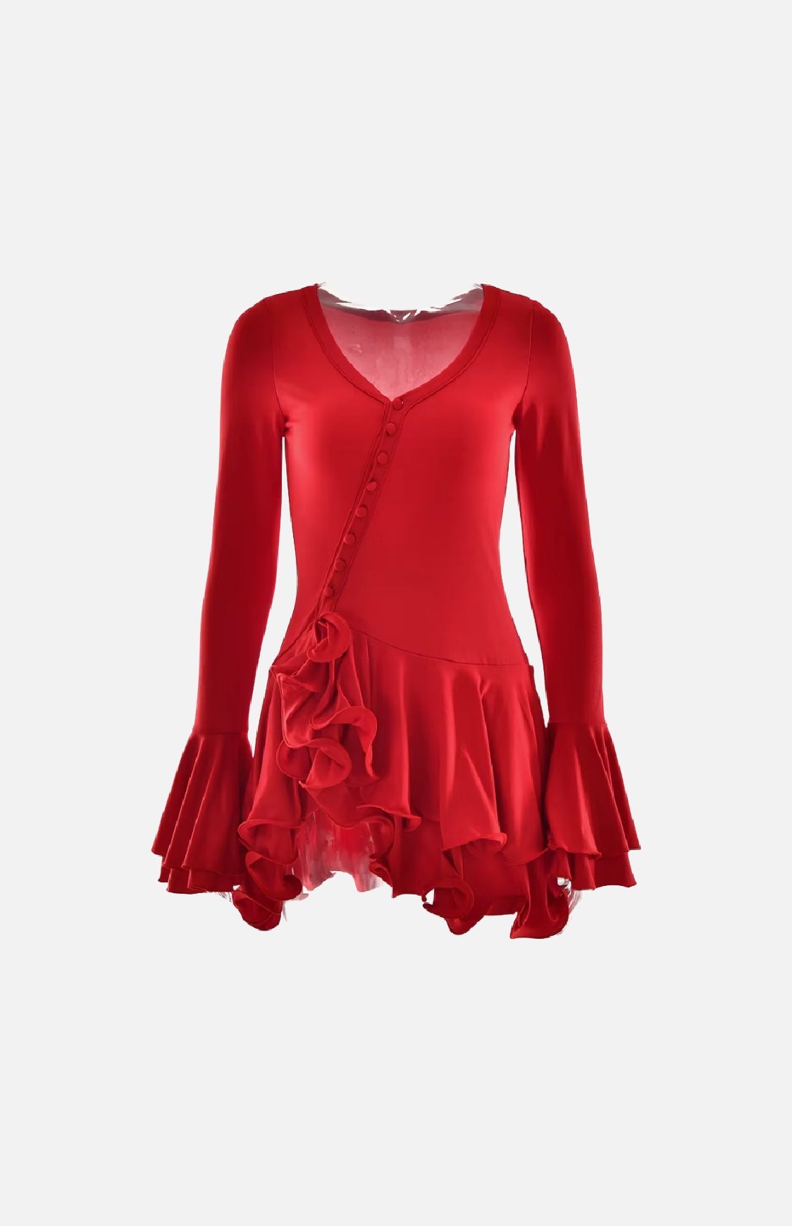 Villa Blvd Buttoned Ruffled Mini Dress ☛ Multiple Colors Available ☚