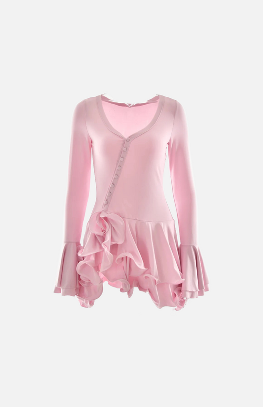 Villa Blvd Buttoned Ruffled Mini Dress ☛ Multiple Colors Available ☚
